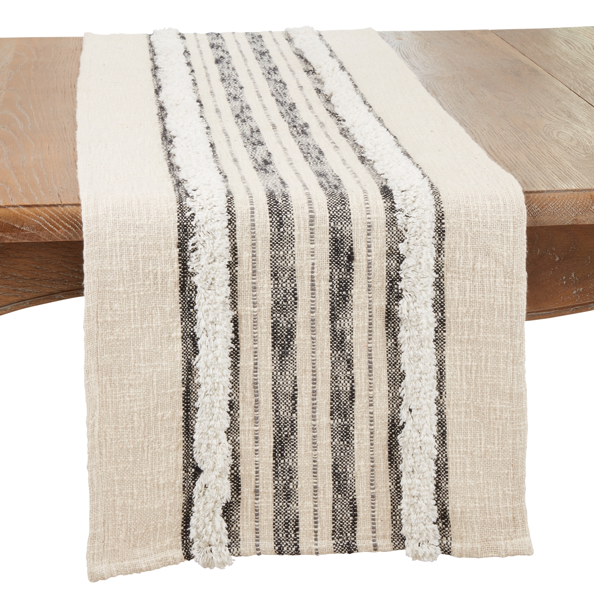 Picture of Saro Lifestyle 488.N1672B 16 x 72 in. Textured Charm Tufted Stripe Oblong Table Runner, Natural