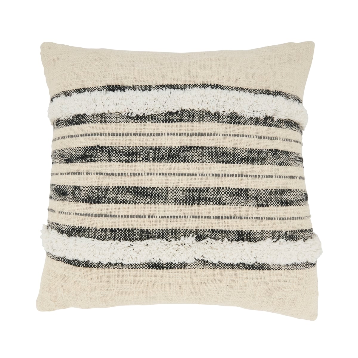 18 in. Stripe Serenity Tufted Square Down Filled Throw Pillow, Natural