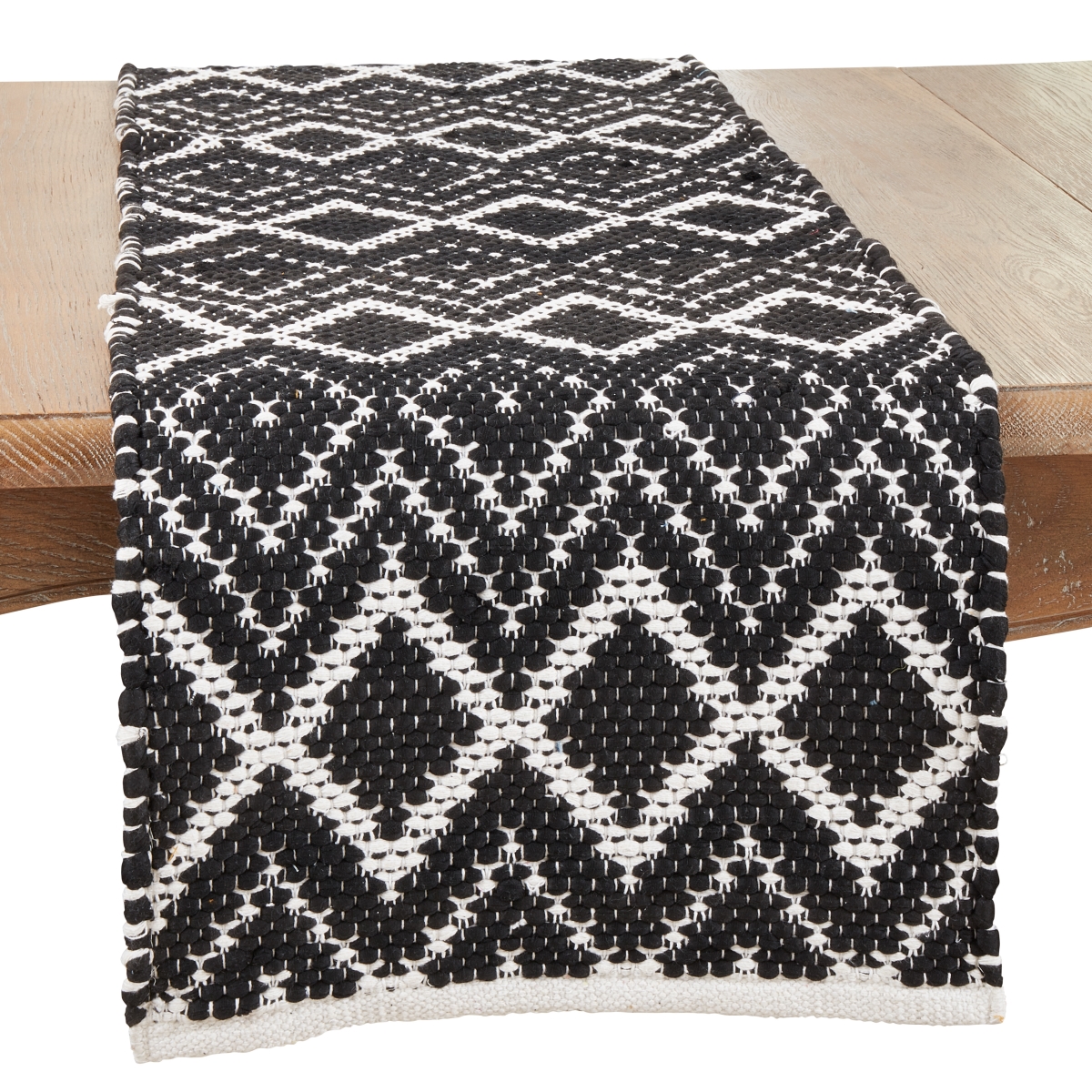 Picture of Saro Lifestyle 1728.BK1672B 16 x 72 in. Ethnic Charm Diamond Chindi Oblong Table Runner, Black