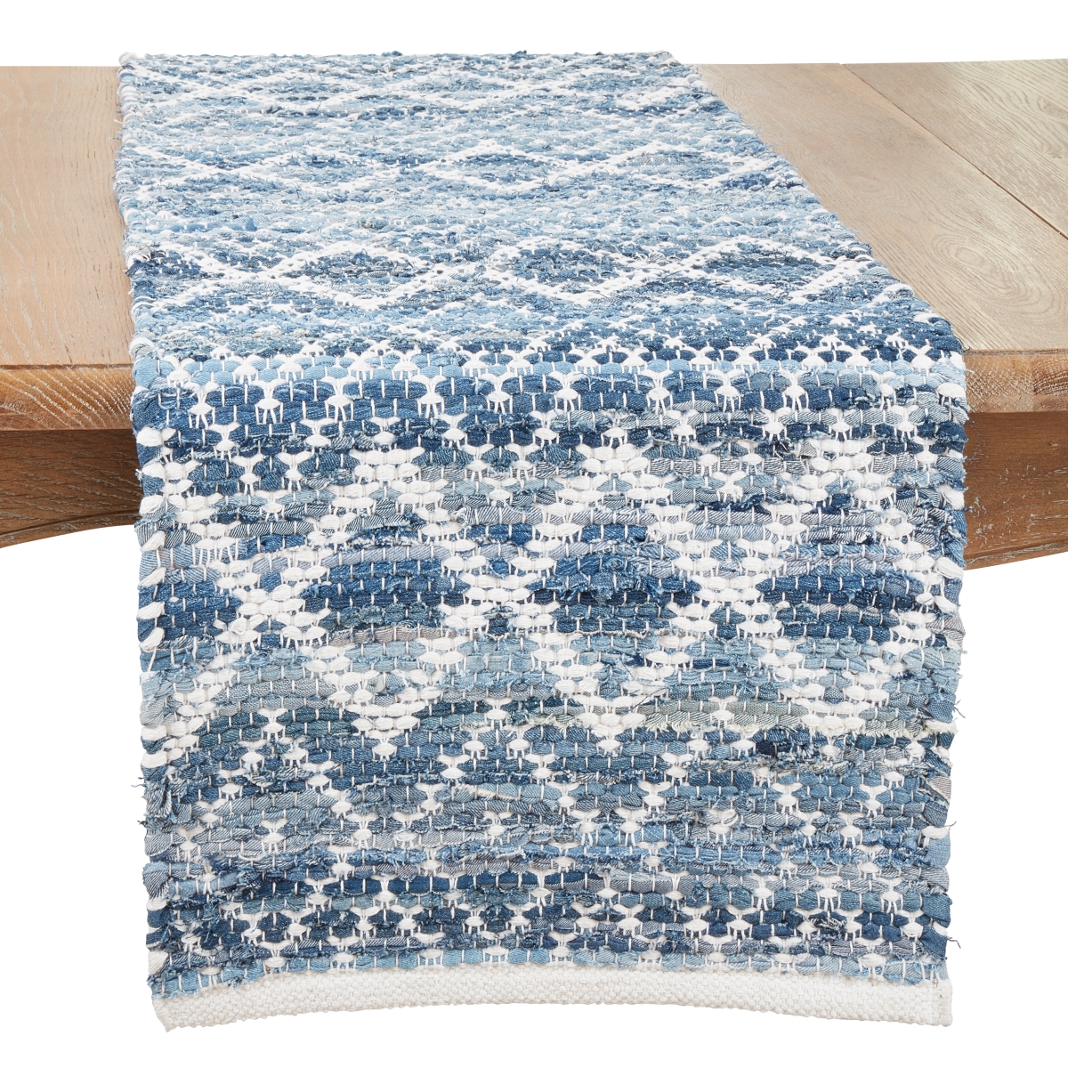 Picture of Saro Lifestyle 1727.BL1672B 16 x 72 in. Ethnic Charm Diamond Chindi Oblong Table Runner, Blue