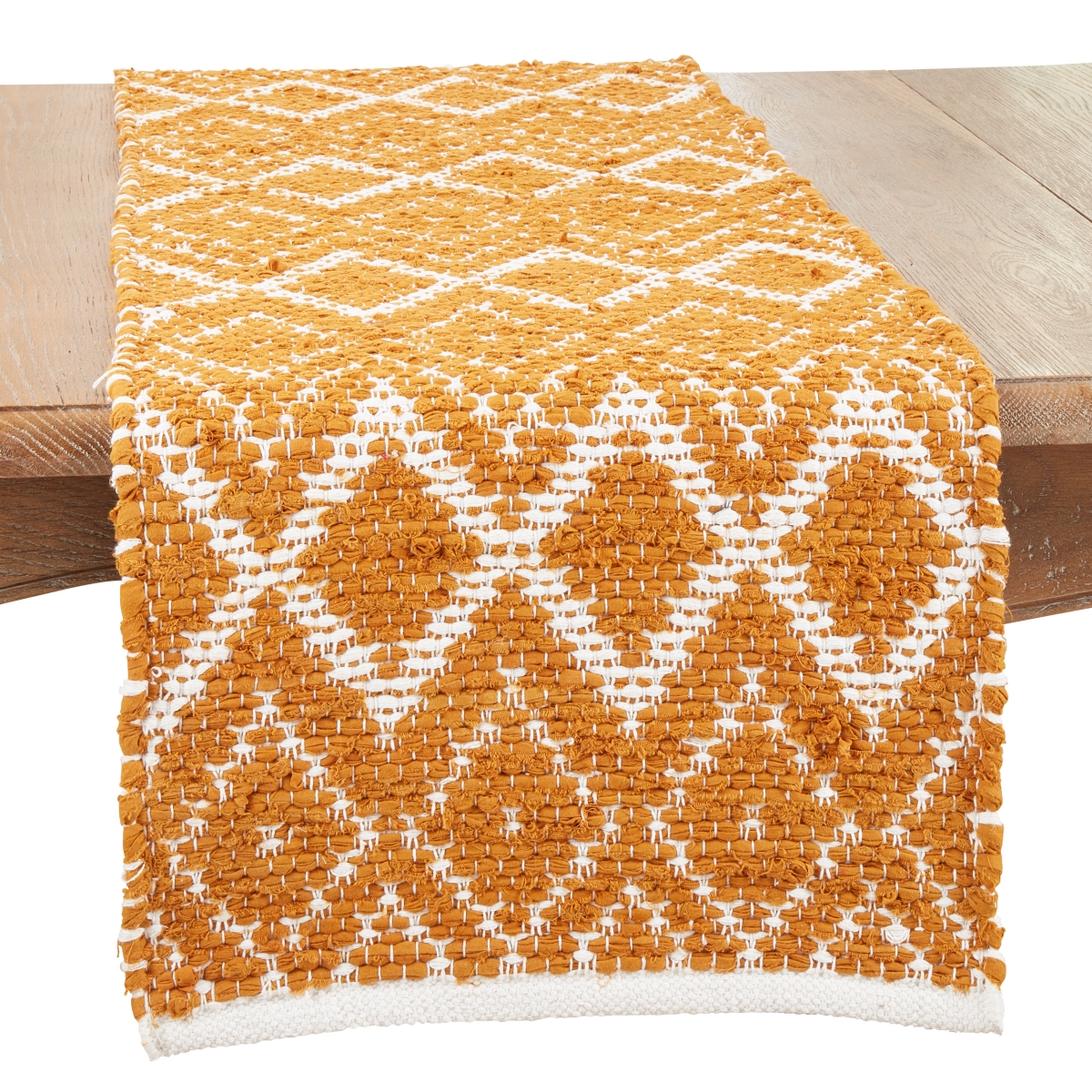 Picture of Saro Lifestyle 1728.GL1672B 16 x 72 in. Ethnic Charm Diamond Chindi Oblong Table Runner, Gold