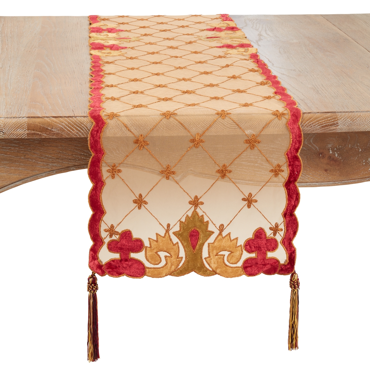 Picture of Saro Lifestyle 23627.M1390B 13 x 90 in. Embroidered Velvet Oblong Table Runner, Multi Color