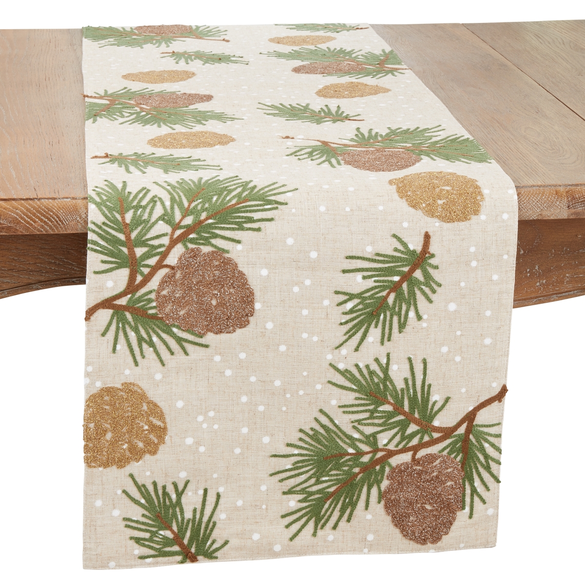 Picture of Saro Lifestyle 2080.N1670B 16 x 70 in. Woodland Pinecones Oblong Table Runner, Natural