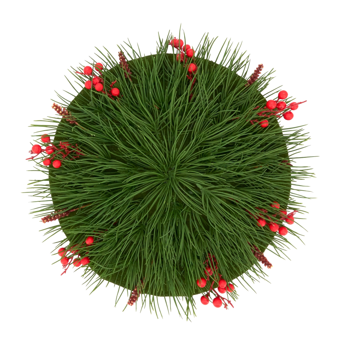 Picture of Saro Lifestyle 2246.G14R 14 in. Red Berry Burst Round Placemat, Green - Set of 4