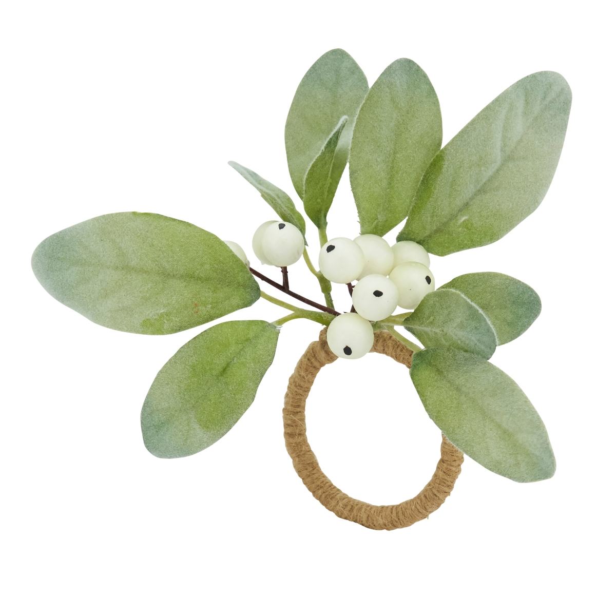 Picture of Saro Lifestyle NR860.G Rustic Charm White Berry Napkin Ring, Green - Set of 4