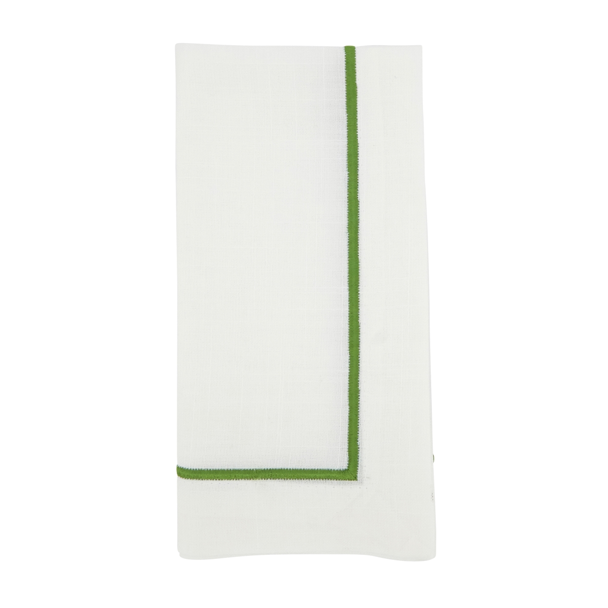 20 in. Embroidered Line Design Square Napkins, Kiwi - Set of 4