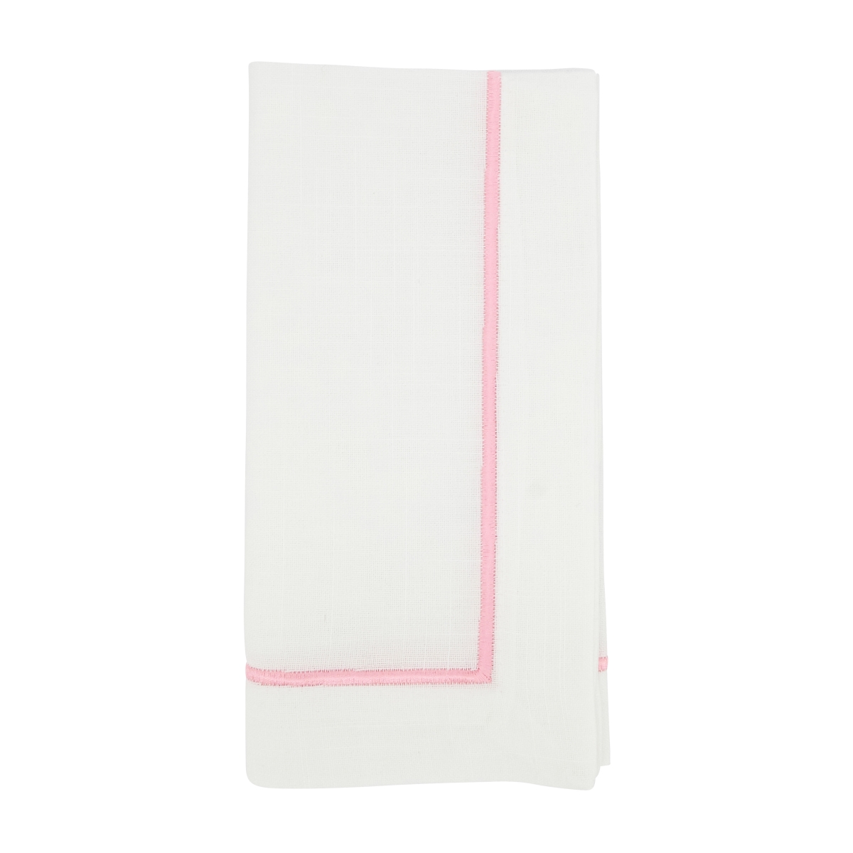20 in. Embroidered Line Design Square Napkins, Pink - Set of 4