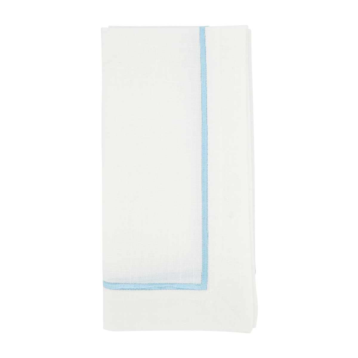 20 in. Embroidered Line Design Square Napkins, Aqua - Set of 4
