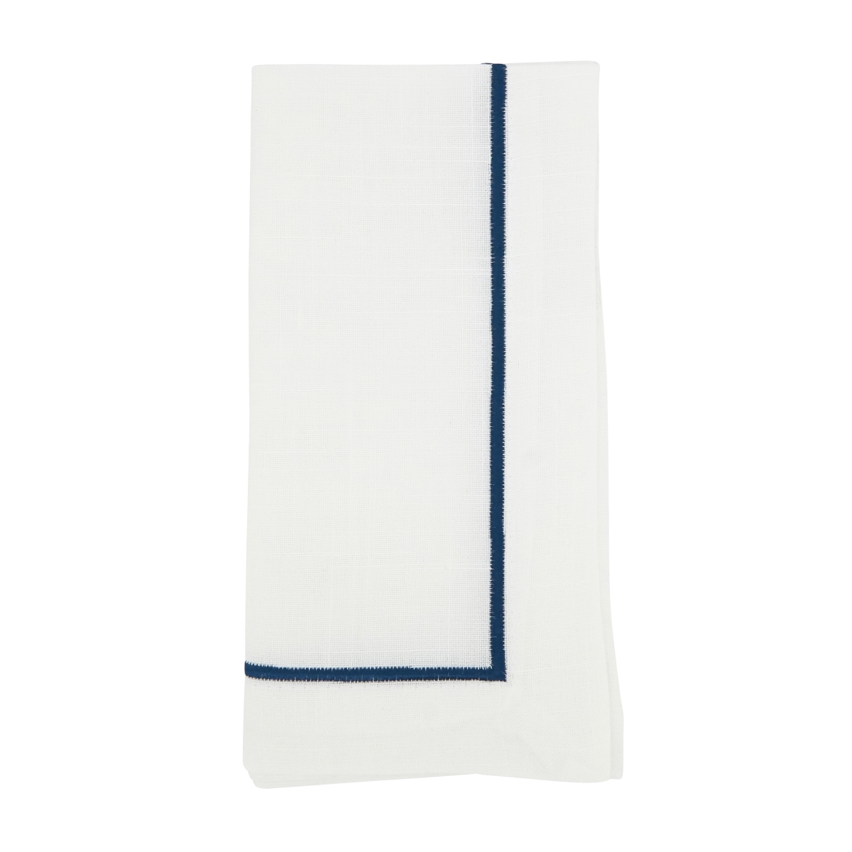 20 in. Embroidered Line Design Square Napkins, Navy Blue - Set of 4