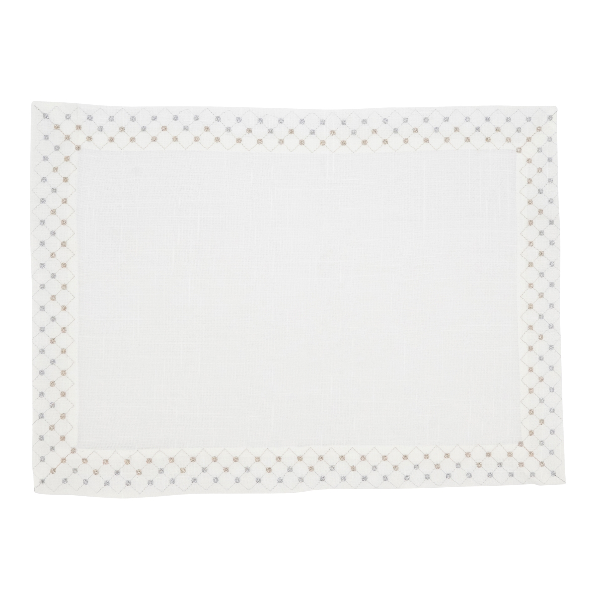 Picture of Saro Lifestyle 3204.W1420B 14 x 20 in. Shimmering Weave Metallic Lattice Oblong Placemat, White - Set of 4