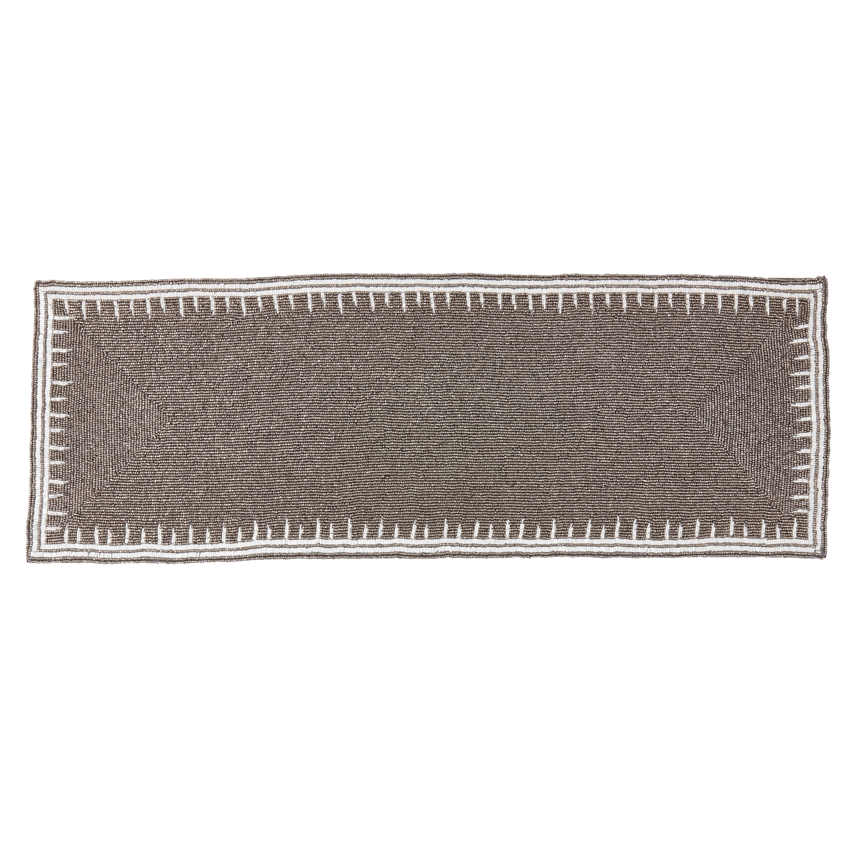 Picture of Saro Lifestyle 4501.PW1335B 13 x 35 in. Luxurious Sparkle Beaded Oblong Table Runner, Pewter