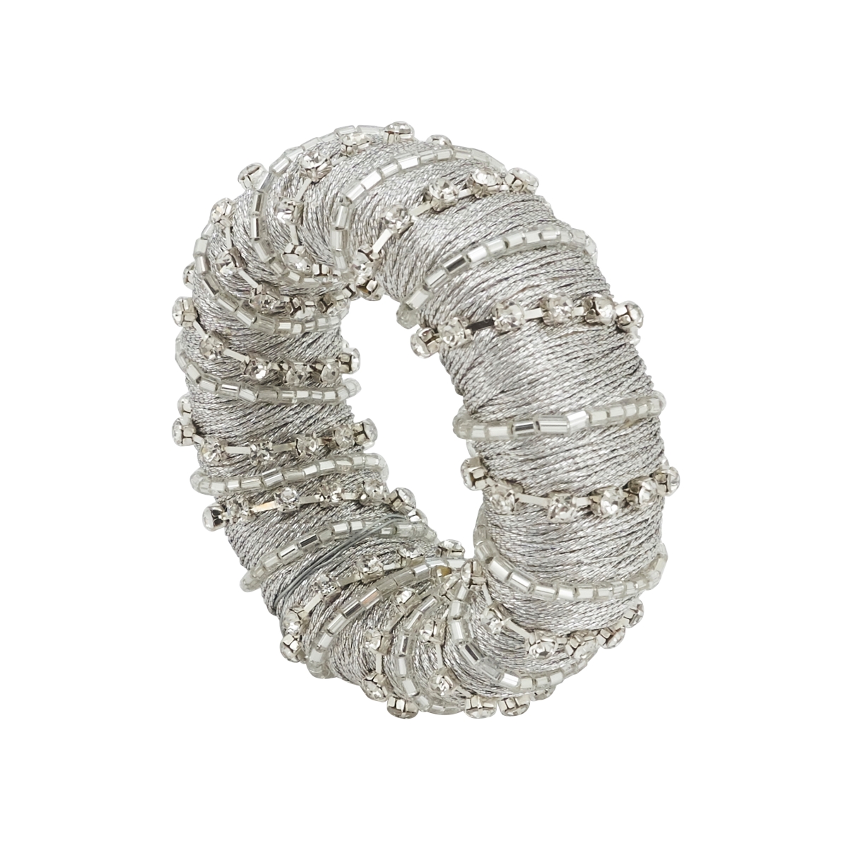 Picture of Saro Lifestyle NR261.S Glamorous Sparkle Beaded Napkin Ring, Silver - Set of 4