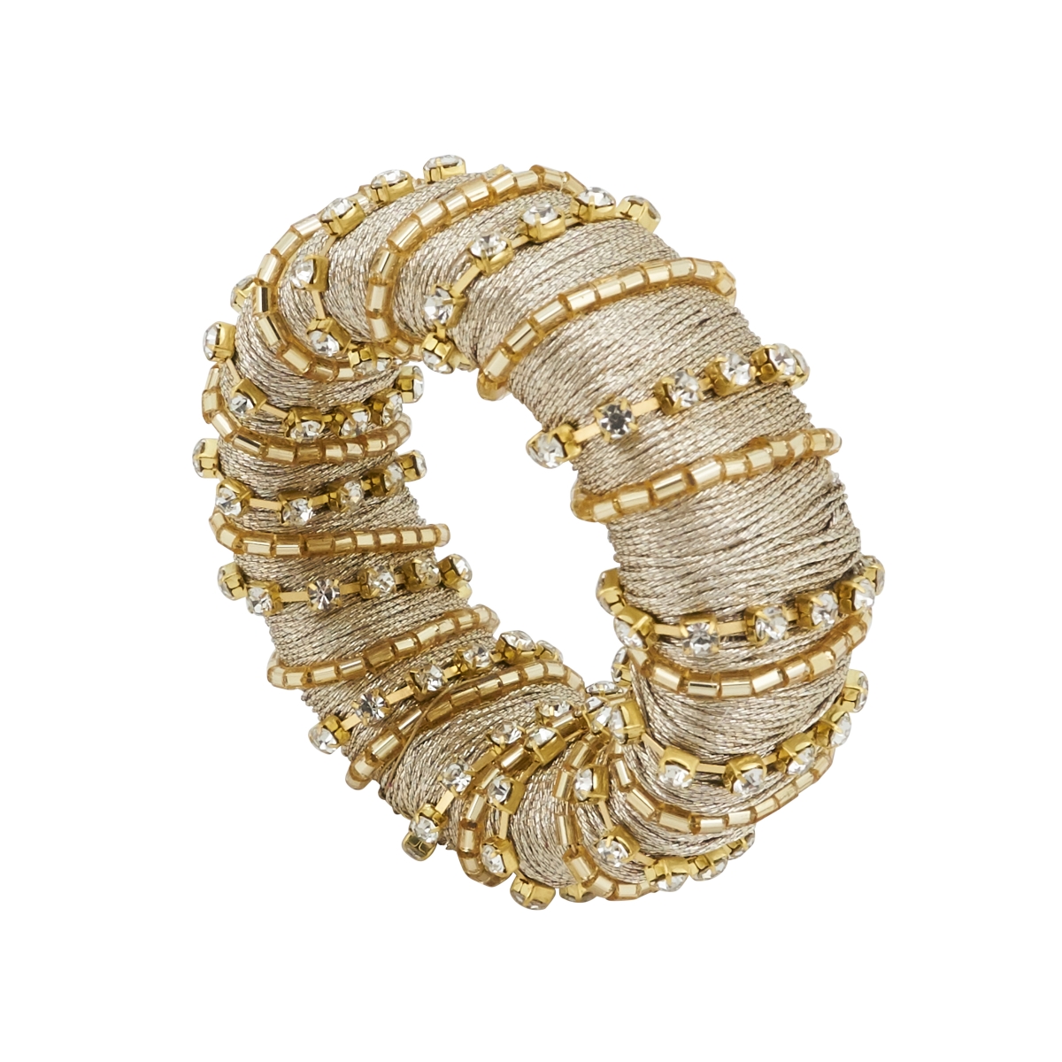 Picture of Saro Lifestyle NR261.GL Glamorous Sparkle Beaded Napkin Ring, Gold - Set of 4