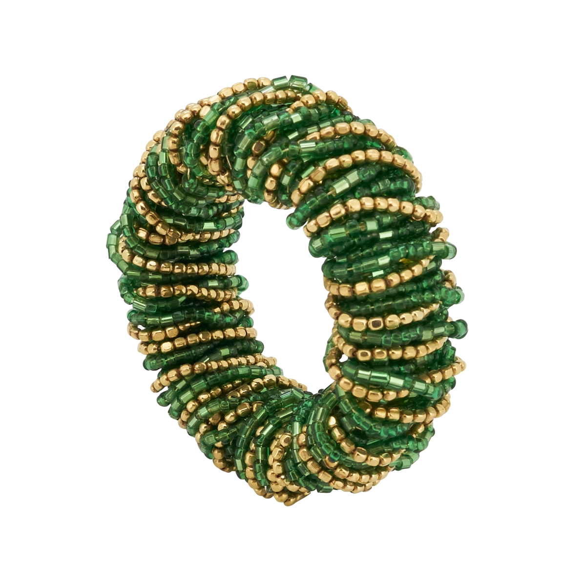 Picture of Saro Lifestyle NR137.G Beaded Design Napkin Rings, Green - Set of 4