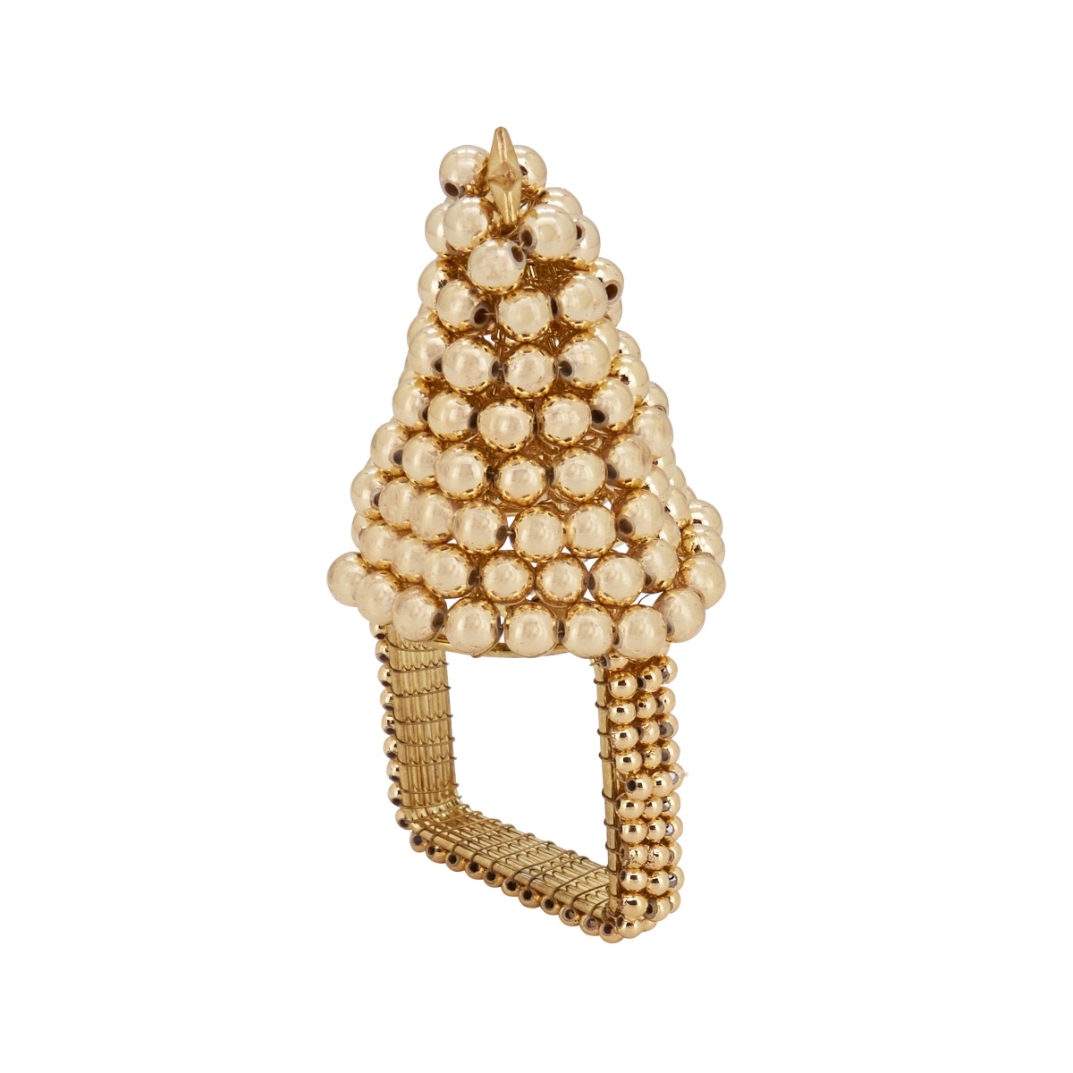 Picture of Saro Lifestyle NR400.GL Pearl Christmas Tree Napkin Rings, Gold - Set of 4