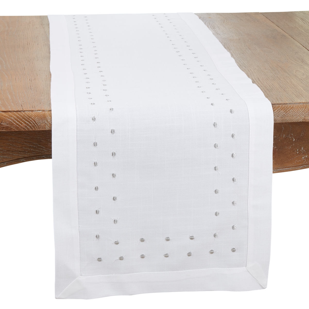 Picture of Saro Lifestyle 3032.S1672B 16 x 72 in. Charming Polka Dot Oblong Table Runner with Classic Design, Silver