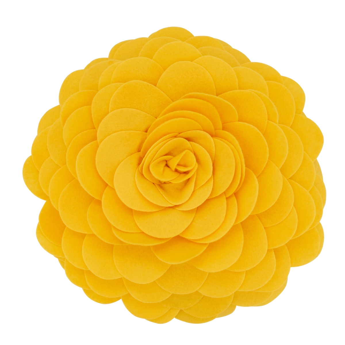 13 in. Flower Design Round Poly Filled Throw Pillow, Gold