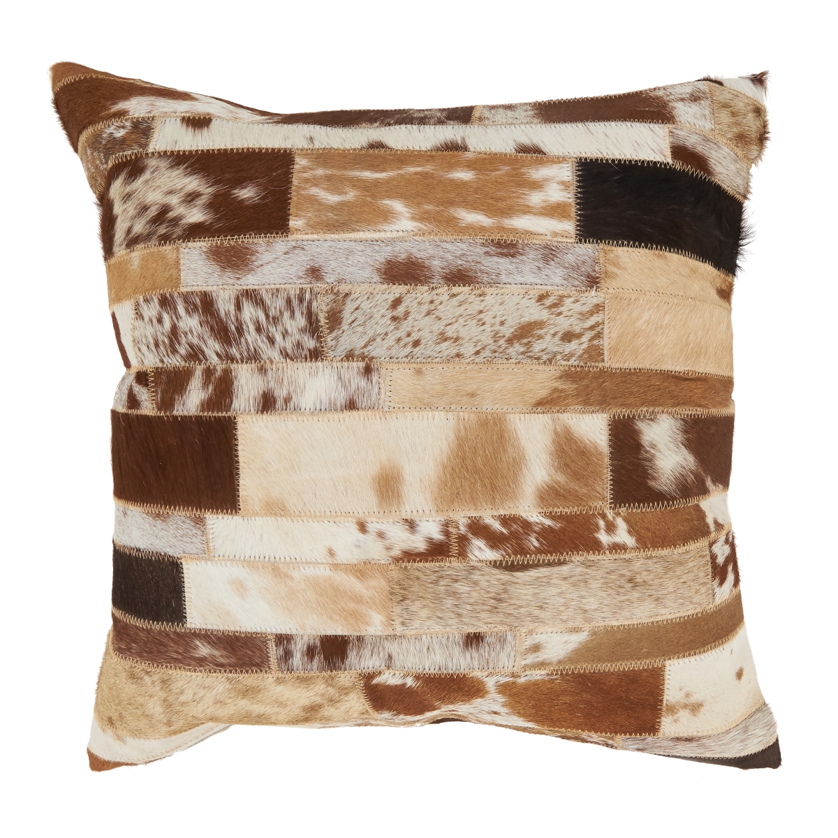 7720.BR18SP 18 x 18 in. Poly Filled Leather Hide Design Pillow, Brown