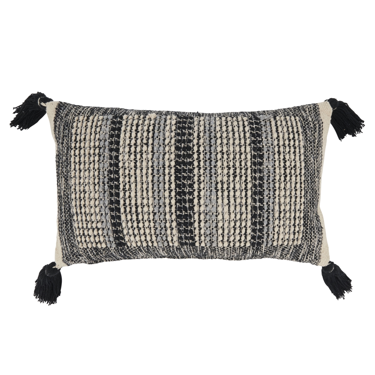 12 x 20 in. Block Bliss Stitch Poly Filled Throw Pillow, Black