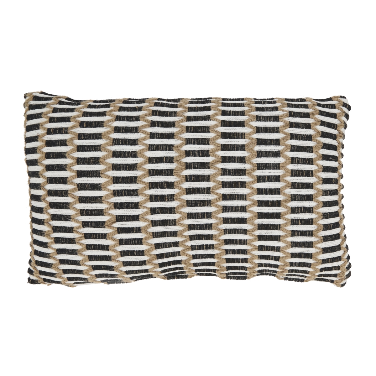 2425.BN1220BP 12 x 20 in. Textured Weave Poly Filled Throw Pillow, Black & Natural