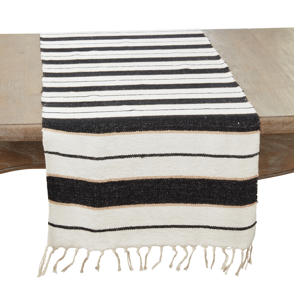 Picture of Saro Lifestyle 2701.BW1672B 16 x 72 in. Striped Splendor Table Runner, Black & White