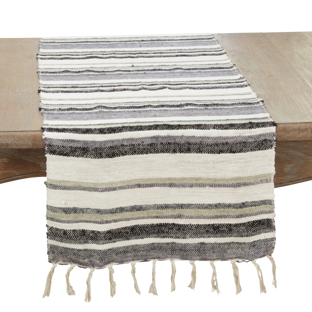 Picture of Saro Lifestyle 3229.BG1672B 16 x 72 in. Bohemian Bliss Striped Table Runner, Blue & Grey