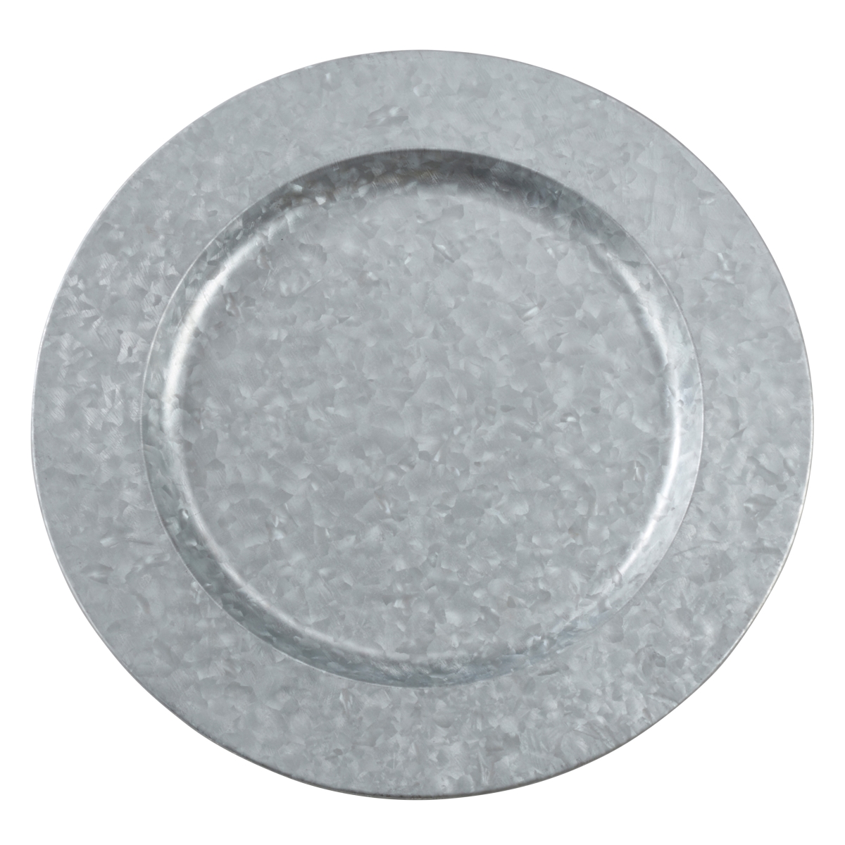 Picture of SARO CH374.S13R 13 in. Round Metal Charger Plates with Polished Galvanized Finish - Silver  Set of 4