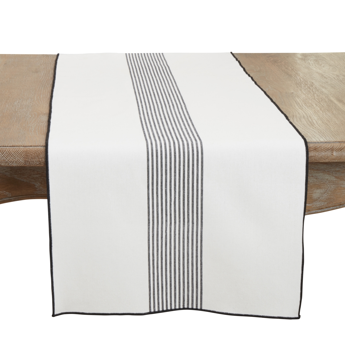 Picture of Saro Lifestyle 2079.BW1672B 16 x 72 in. Refined Striped Elegance Table Runner, Black & White