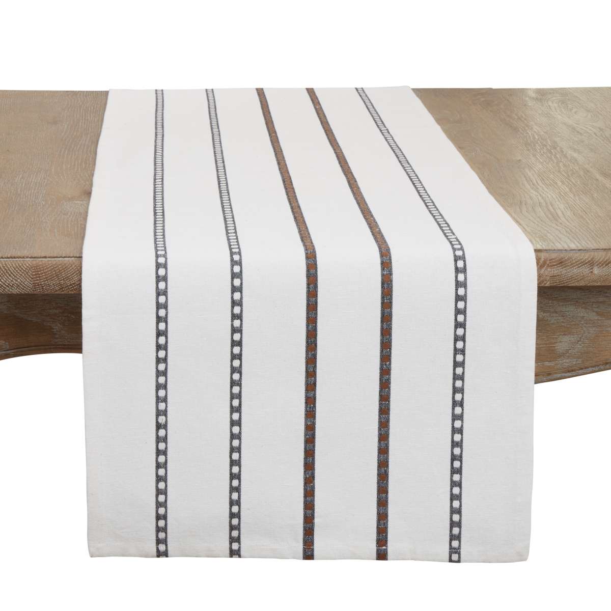 Picture of Saro Lifestyle 9272.BW1672B 16 x 72 in. Refined Stripe Table Runner&#44; Black & White