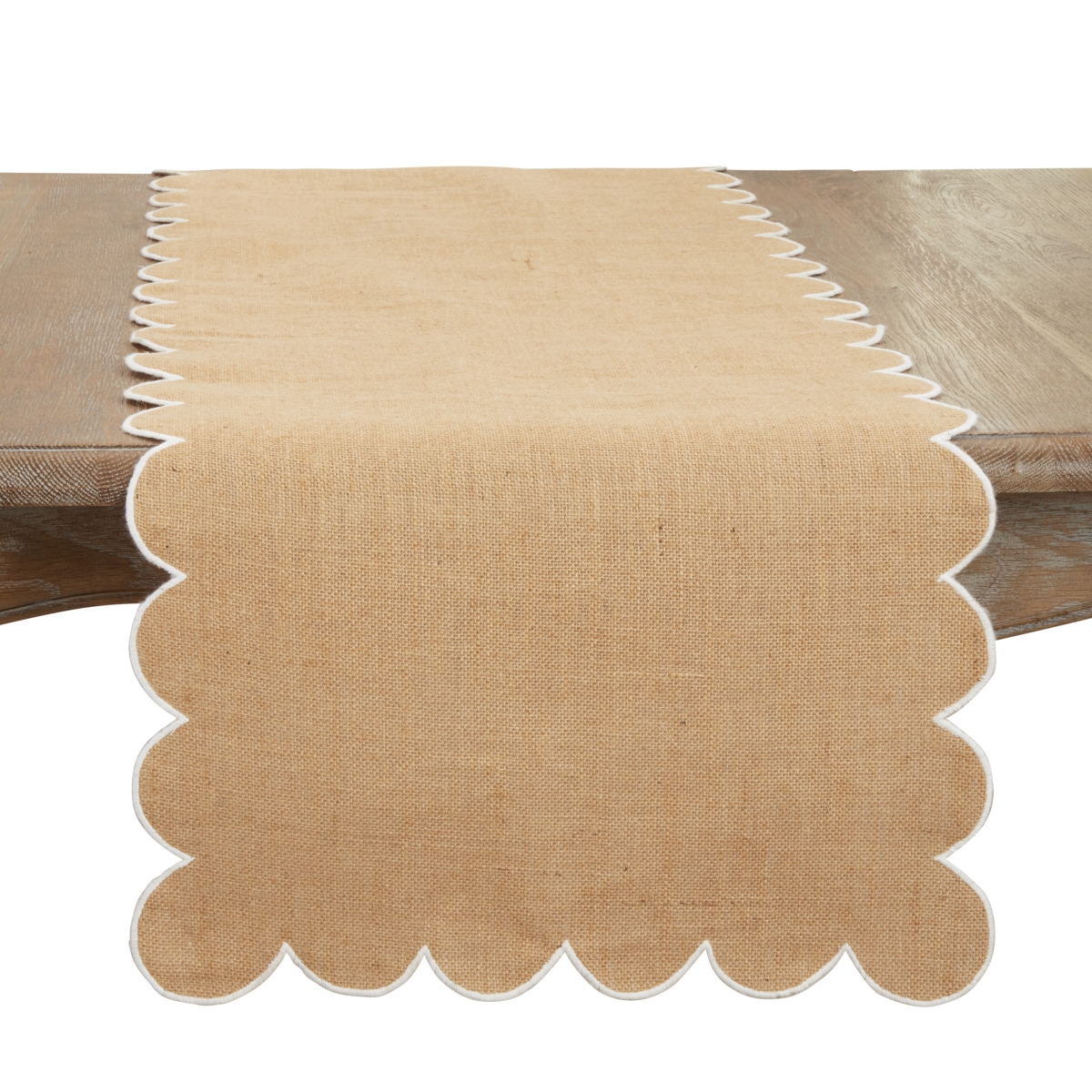 Picture of Saro Lifestyle 8322.N1672B 16 x 72 in. Rustic Chic Scalloped Table Runner, Natural