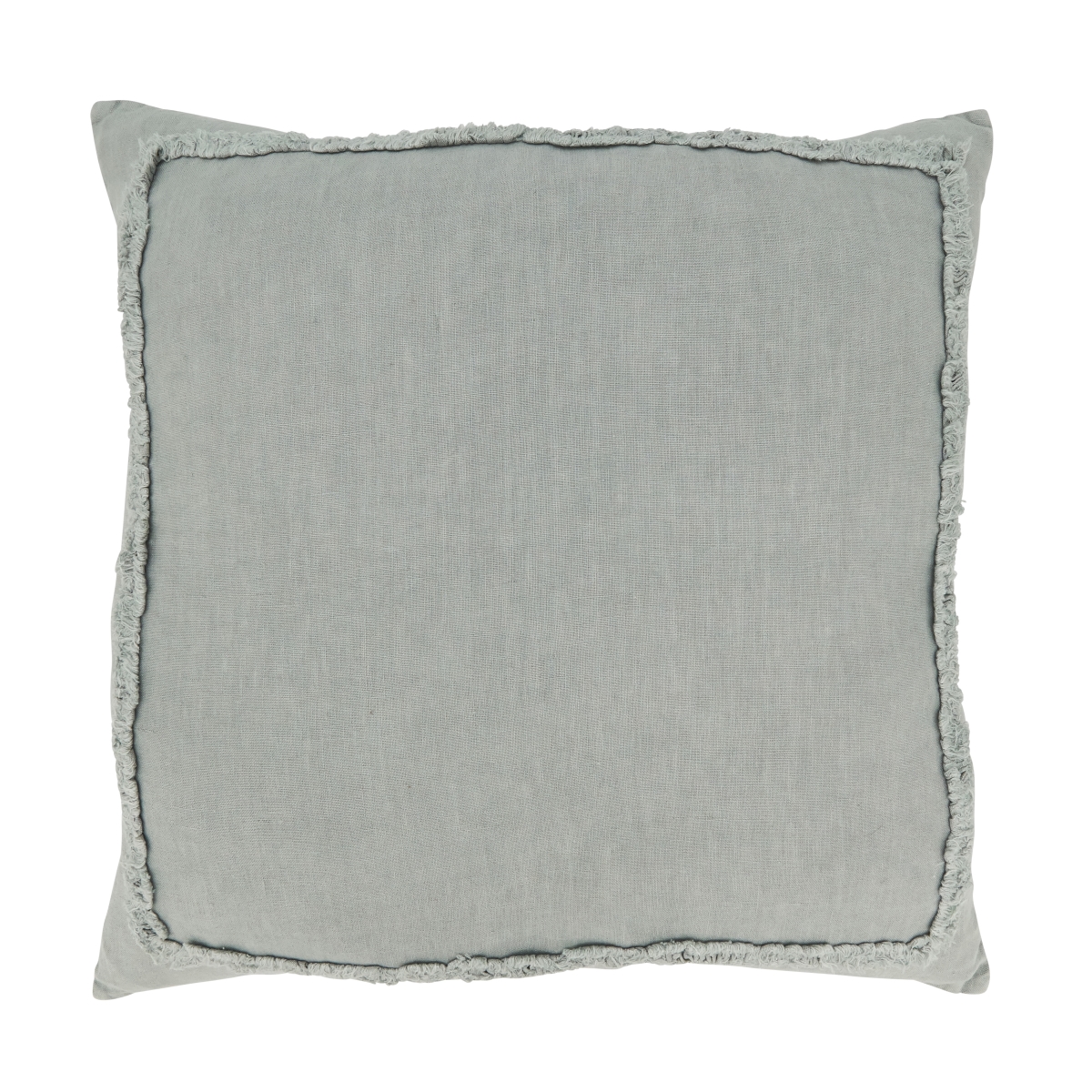 24 in. Linen Ruffled Design Throw Pillow, Blue & Grey