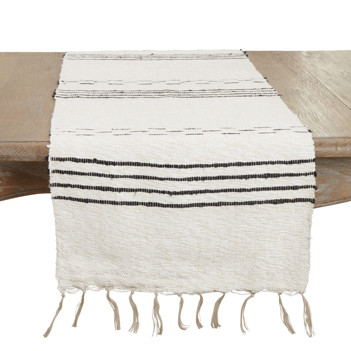 Picture of Saro Lifestyle 3089.N1672B 16 x 72 in. Sleek Dash & Stripe Table Runner, Natural