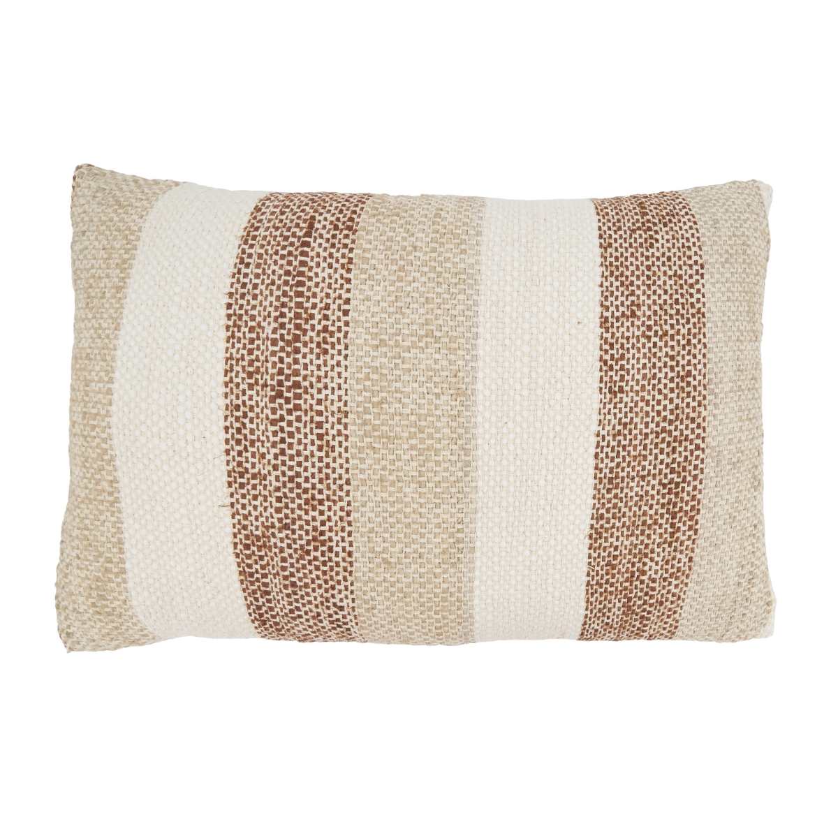 16 x 24 in. Fringed Classic Stripe Poly Filled Throw Pillow, Natural