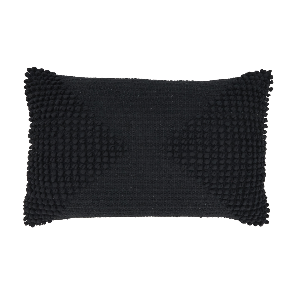 14 x 22 in. Textured Woven Diamond Throw Pillow Cover, Black
