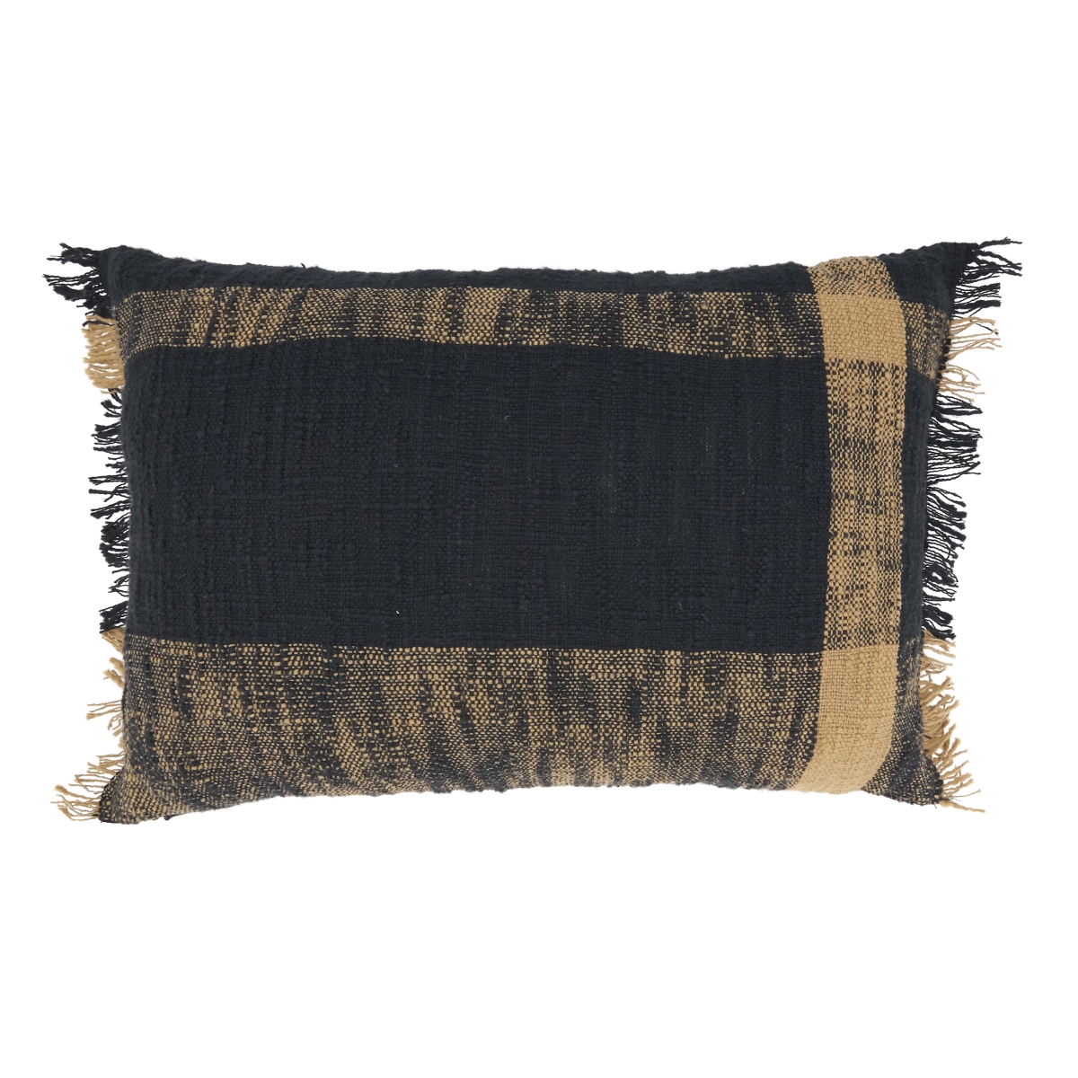 3125.BN1320BC 13 x 20 in. Oversized Plaid Pattern Throw Pillow Cover, Black & Natural