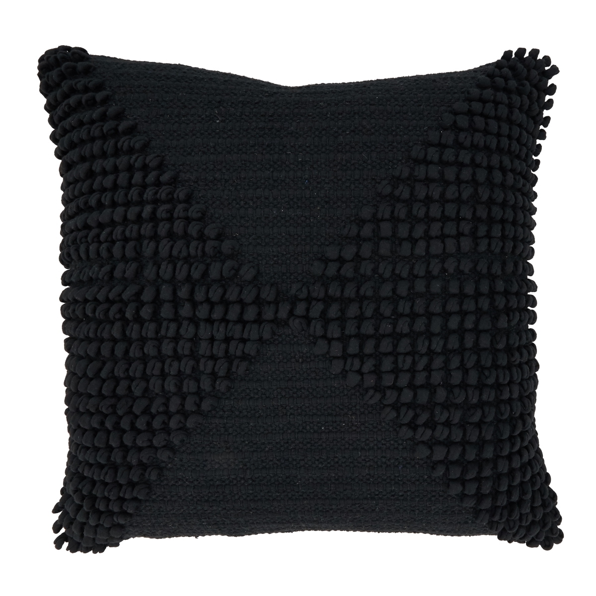 20 in. Textured Woven Diamond Down Filled Throw Pillow, Black