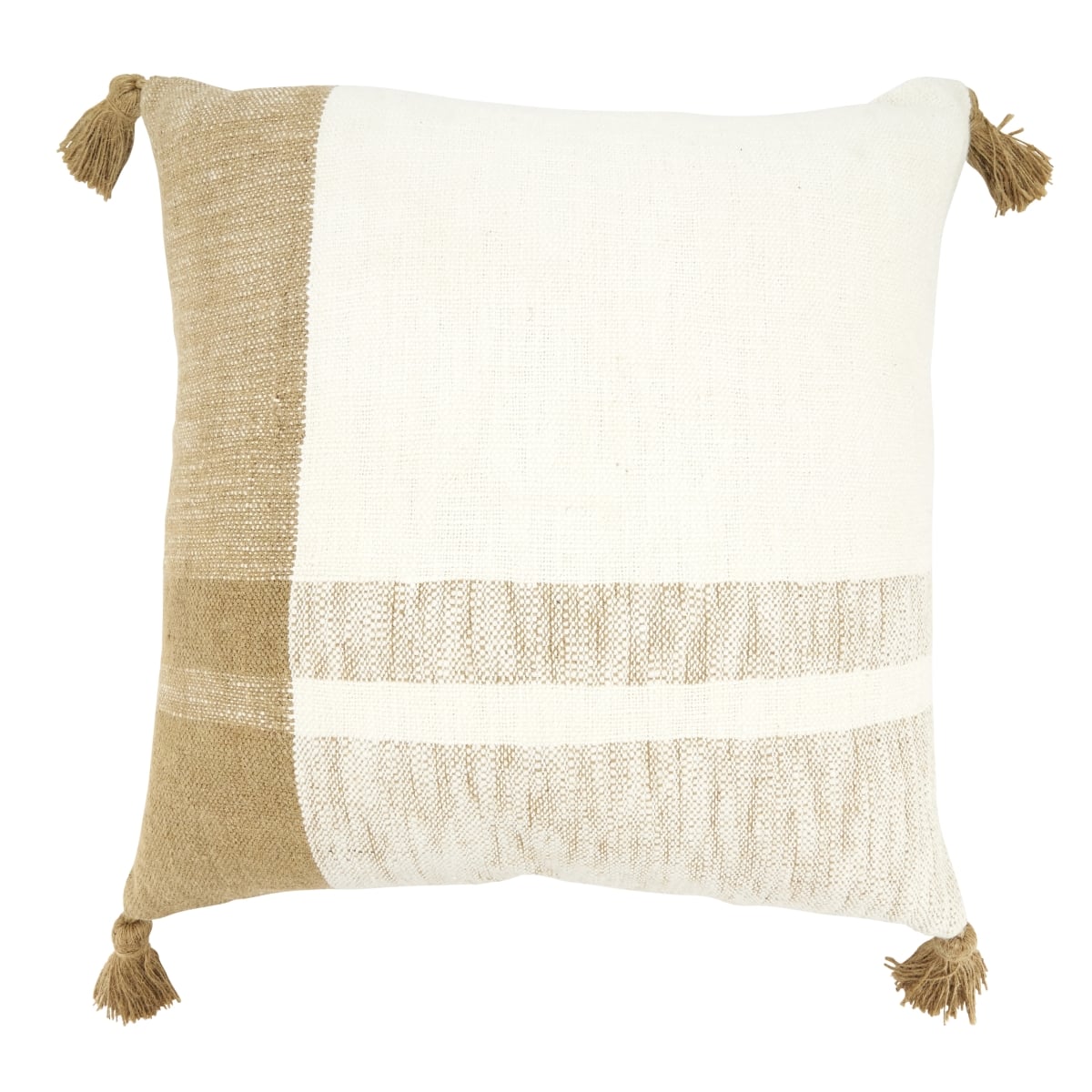 20 in. Classic Checkered Comfort Down Filled Throw Pillow, Natural