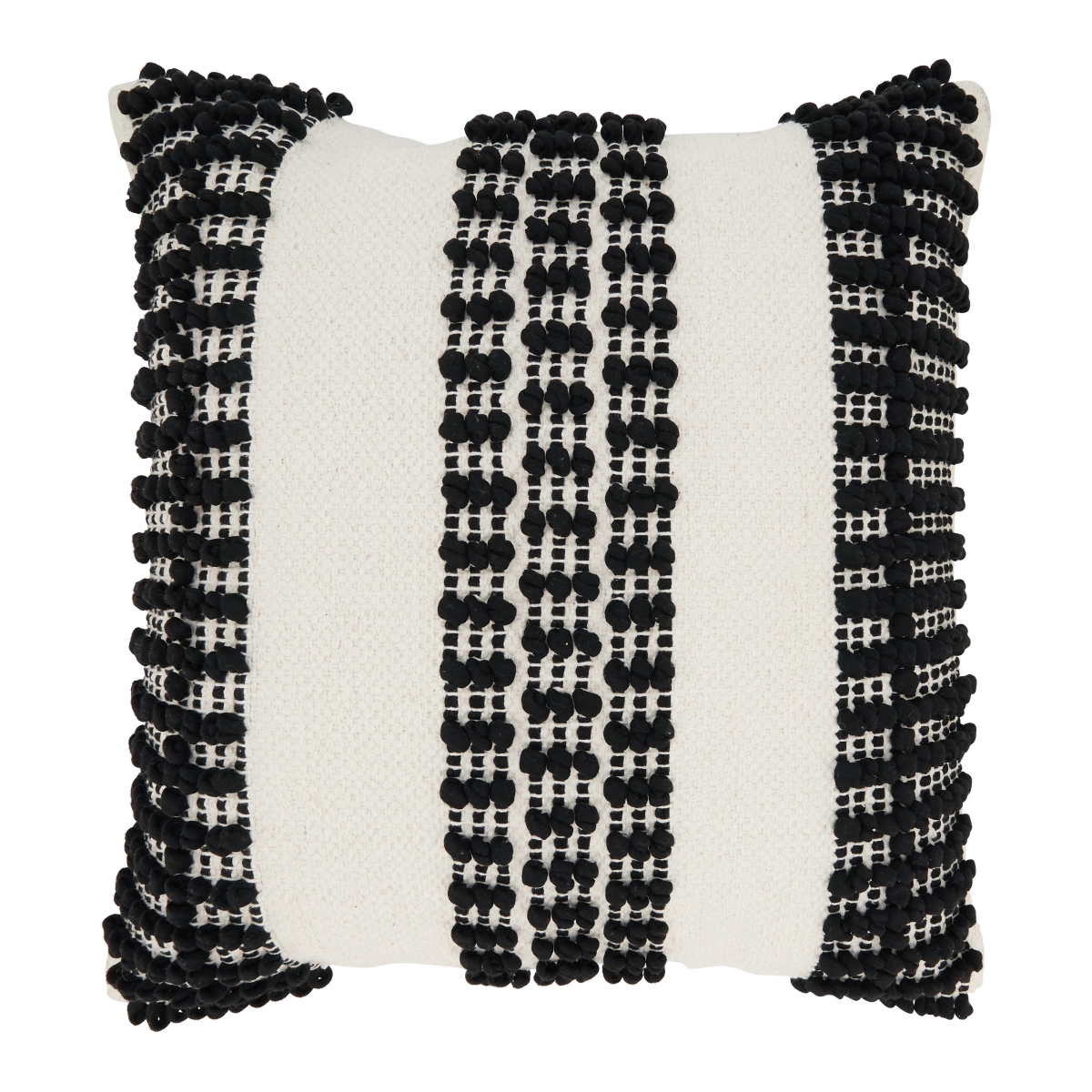 20 in. Textured Stripe Woven Down Filled Throw Pillow, Black & White