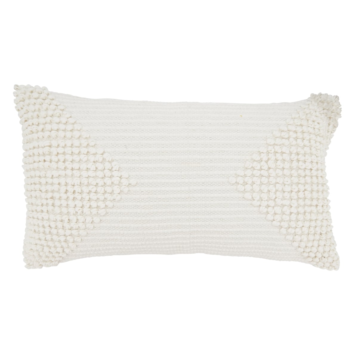 14 x 22 in. Textured Woven Diamond Poly Filled Throw Pillow, Ivory