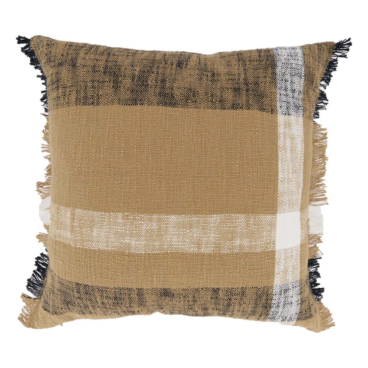 20 in. Maxi Plaid Pattern Poly Filled Throw Pillow, Camel