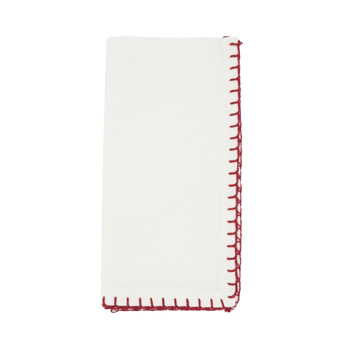 Picture of Saro Lifestyle 793.WR20S 20 in. Celena Collection Whip Stitched Design Cotton Dinner Napkin, White & Red - Set of 4
