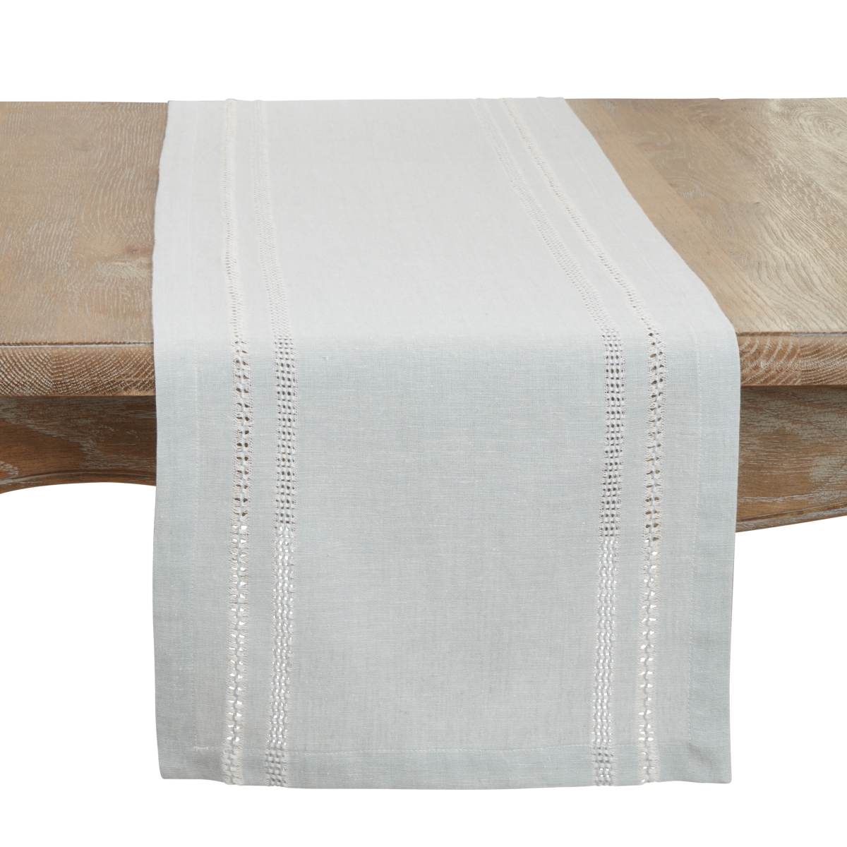 Picture of Saro Lifestyle 6865.BG1372B 13 x 72 in. Leno Stripe Elegance Table Runner, Blue & Grey