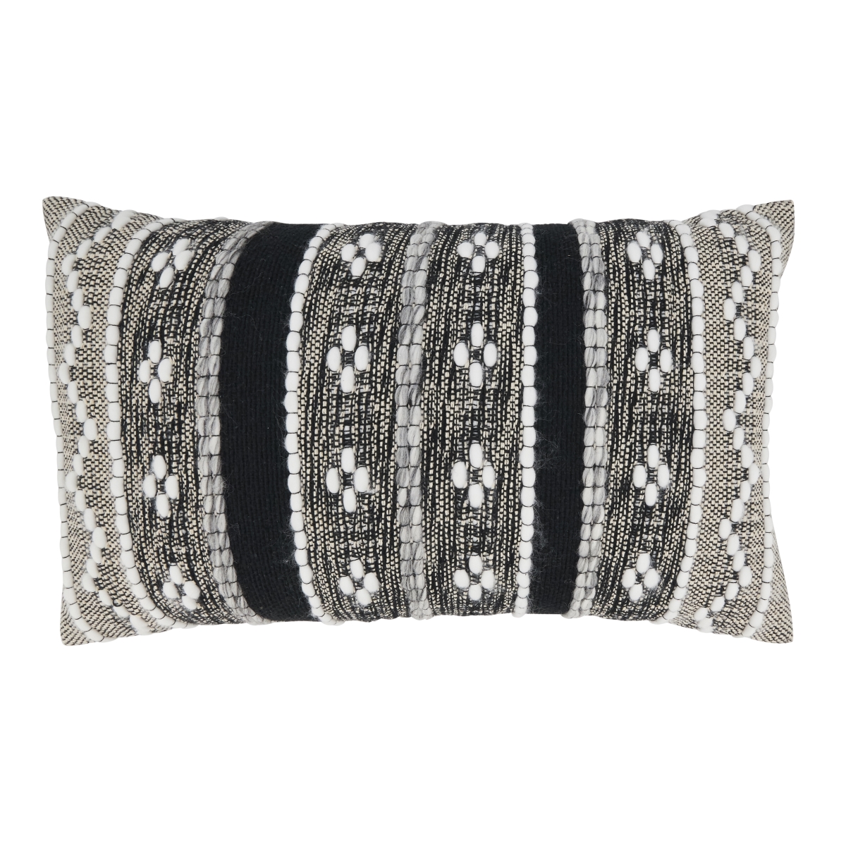 14 x 23 in. Crafted Multi-Pattern Down Filled Throw Pillow, Black