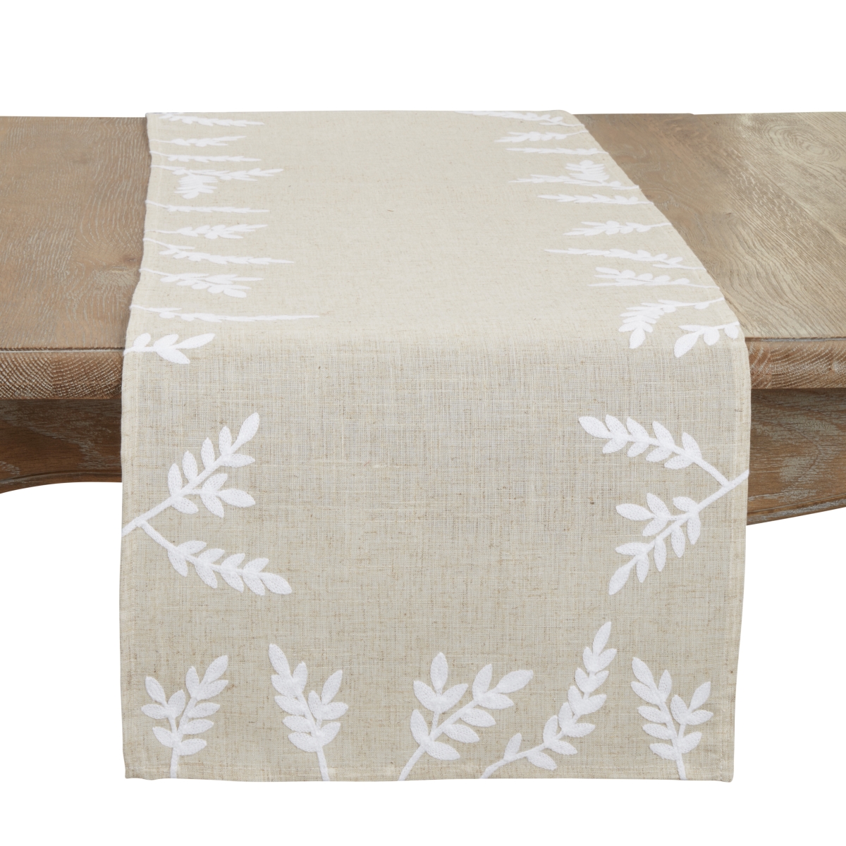 Picture of Saro Lifestyle 3903.N1654B 16 x 54 in. Foliage Embroidery Table Runner, Natural