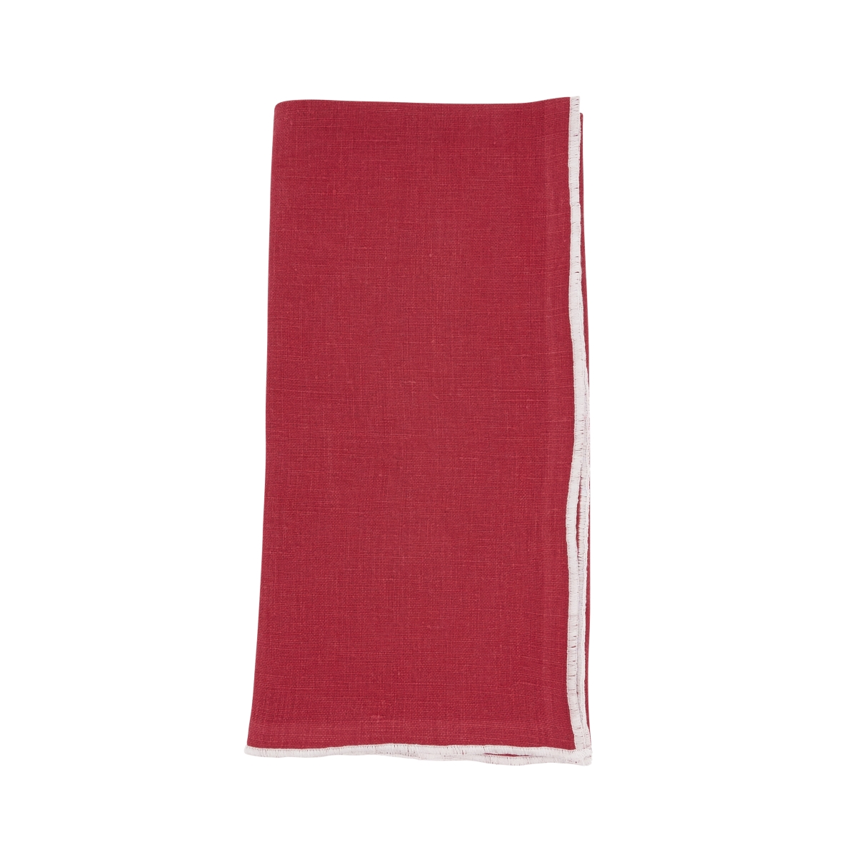 Picture of Saro Lifestyle 1753.RW20S 20 in. Sto ashed Stitch Border Table Napkins, Red & White - Set of 4