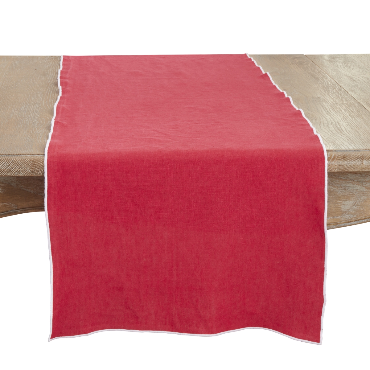 Picture of Saro Lifestyle 1753.RW1672B 16 x 72 in. Sto ashed Stitched Edge Table Runner, Red & White