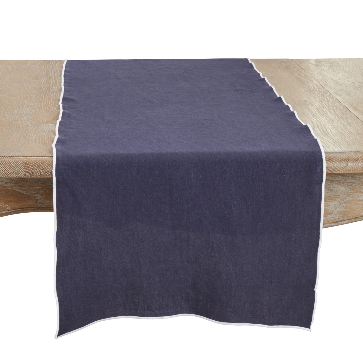 Picture of Saro Lifestyle 1753.MB1672B 16 x 72 in. Sto ashed Stitched Edge Table Runner, Midnight Blue