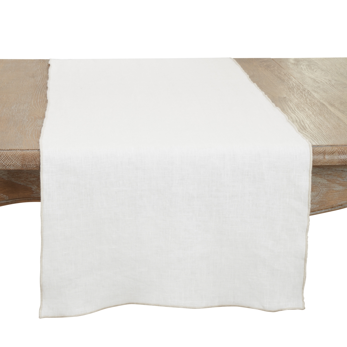 Picture of Saro Lifestyle 1753.I1672B 16 x 72 in. Sto ashed Stitched Edge Table Runner, Ivory
