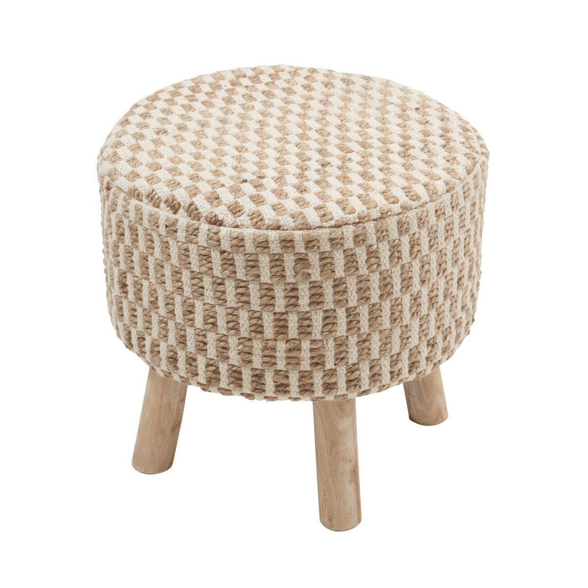 Picture of Saro Lifestyle ST4133.N 16 x 16 x 16 in. Artisanal Jute & Cotton Woven Stool&#44; Natural