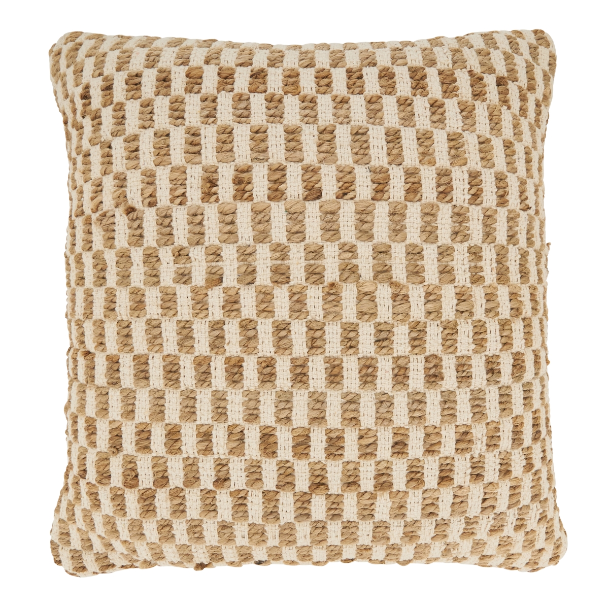 20 in. Artisanal Jute & Cotton Woven Down Filled Throw Pillow, Natural